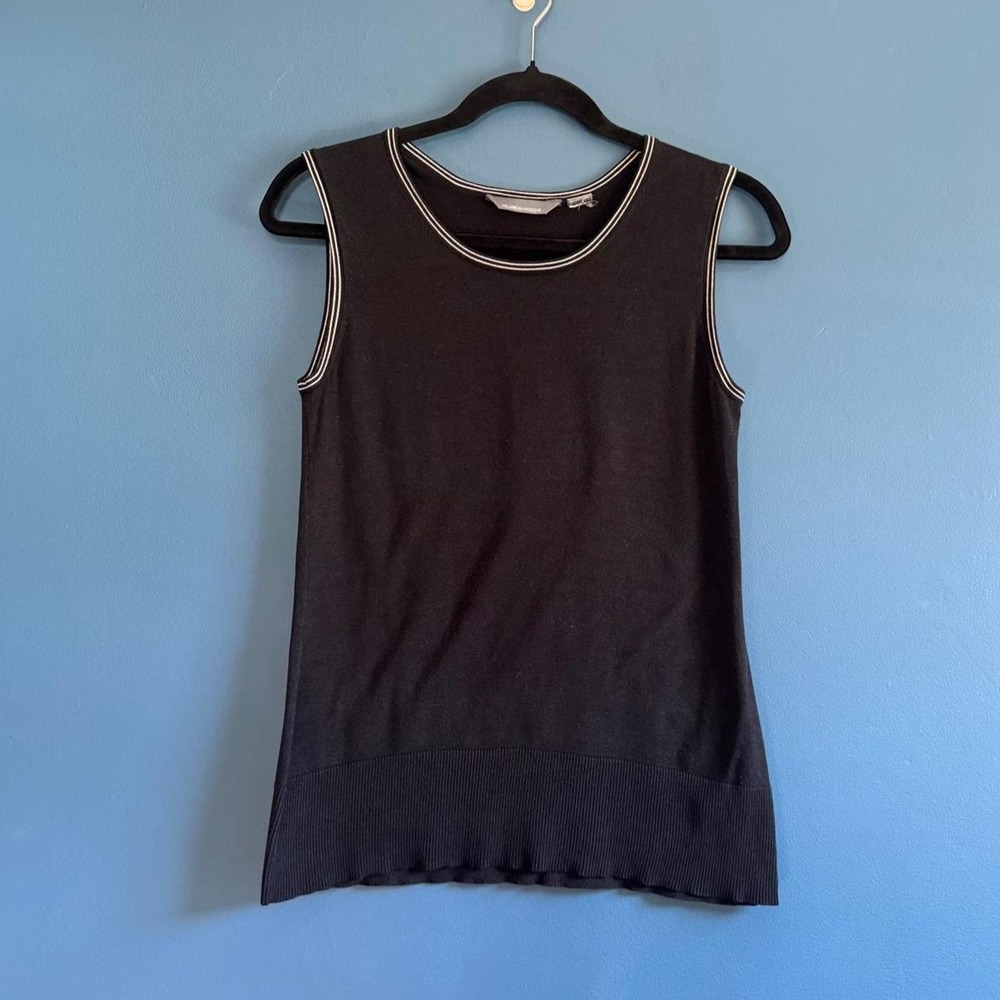 Black Knit Tank Top Women's Siza Small Hillard And Hanson Retro Minimalist Twee